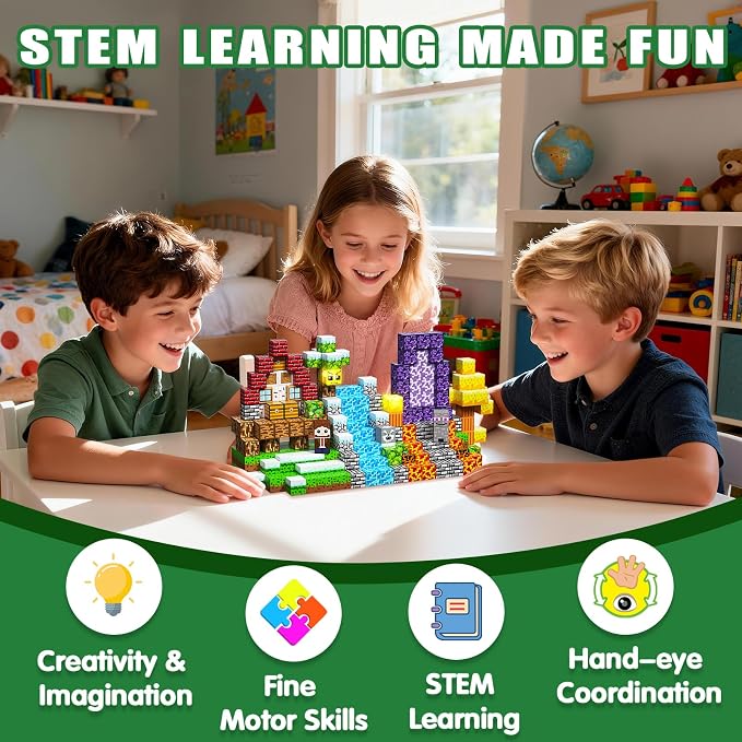 Magnetic Blocks, 208PCS Magnetic Building Blocks, Stacking Magnetic for Kids, Sensory Toy for STEM Constructions Magnetic Blocks for Boys Girls Age 3+, Holiday Birthday Gifts