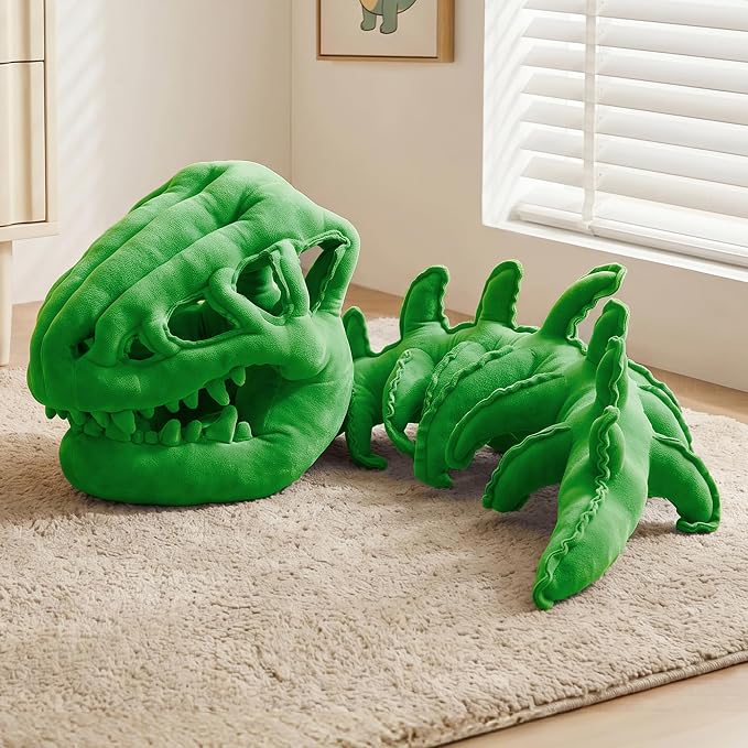 Dinosaur Skeleton Costume, Wearable Spinosaurus Skull Mask & Spine, Silly Dino Skeleton Halloween Costumes Outfit