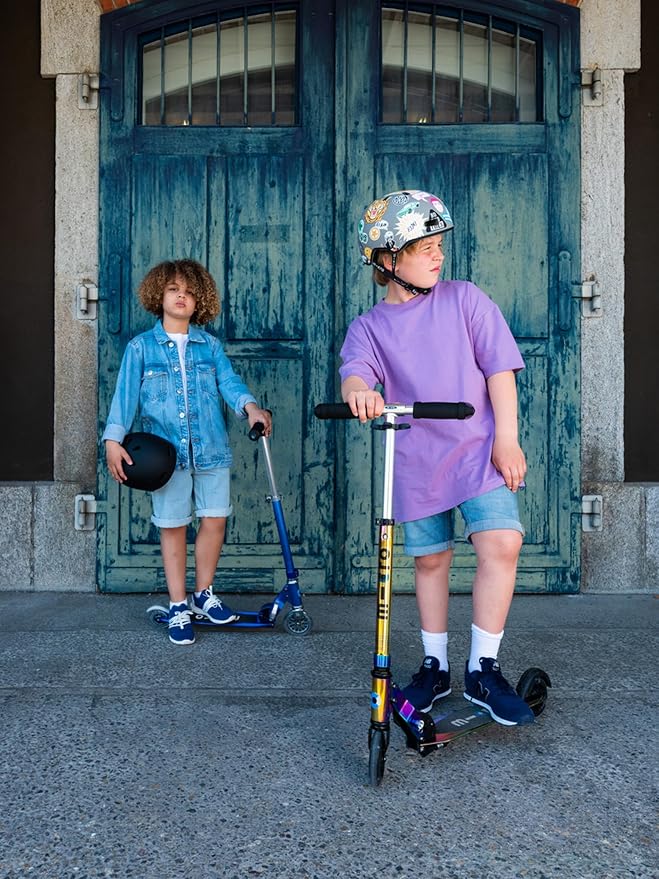 Micro Kickboard | Sprite Foldable LED Scooter for Ages 6+ | Children up to 220 lbs | 2 Wheel | Travel Ready | Adjustable T Bar | Smooth Ride, Motion Activated PU LED Wheels | Swiss Design