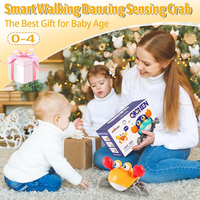 Hirger Crawling Crab Baby Toys 6-12 Months: Infant Tummy Time Toys, Dancing Walking Crab for Toddler 1 2 3 Year Old, 1st Birthday Gift with Music and Light