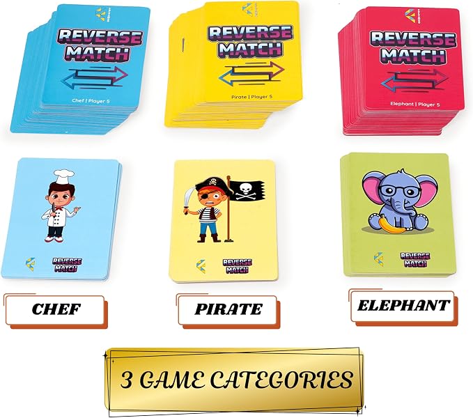 Reverse Match, Card Games for Kids and Adults, Card Games, Board Games, Family Brain Games, Learning Games, Game Night, Travel Games, Ages 5+