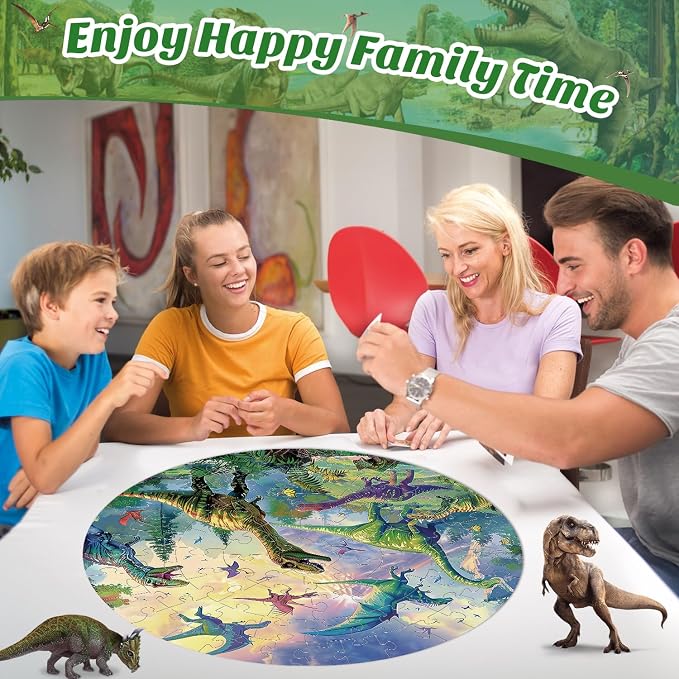 Floor Puzzles for Kids Ages 4-6 70 Piece Dinosaur Puzzles 3-5 Large Round Toddler Jigsaw Puzzles Preschool Learning Educational Toy Birthday Gift for Boys Girls Ages 6-8