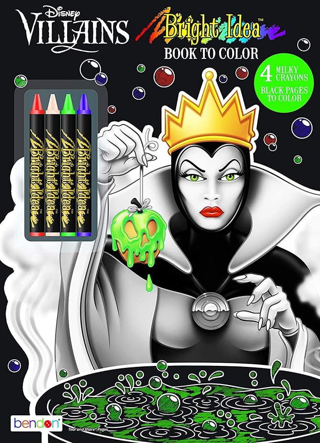 Disney Villains 48-Page Bright Idea Coloring Book with Neon Crayons 43249 Bendon