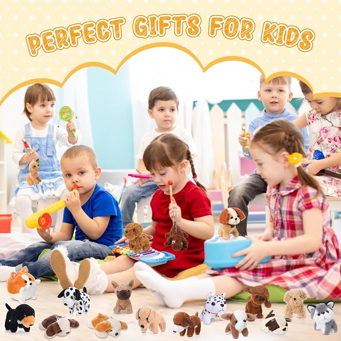 Sosation 20 Pcs Mini Stuffed Animal Dog Bulk Adopt a Puppy Favors Soft Puppy Gift Party for Kids Vet Tech Birthday Party Charity Donation Classroom Goodie Stuffer (Pretty Style,Multicolor)