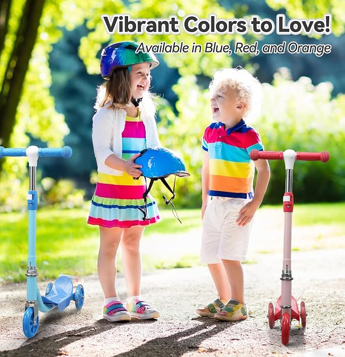 Toddler Scooter, Scooters for Kids Age 3-5, Boy Girl Gift 3-Wheel Kick Scooter with LED Light Up Wheels, Adjustable T-Bar Handle, Cute Deck, Safe Smooth Riding Outdoor, Max 100 lbs, Xmas Box Wrapped