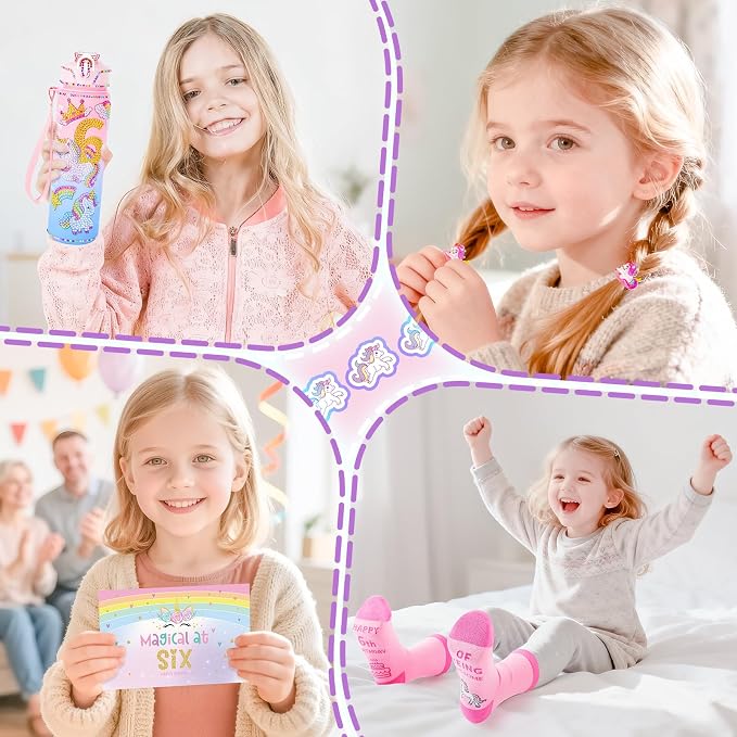 Unicorn Gifts for Girls, Christmas Birthday Gifts for Girls Age 6 Years Old Girl Birthday Gift Ideas Light Up Star Pillow and DIY Water Bottle Kits, Unicorn Toys for Daughter, Niece