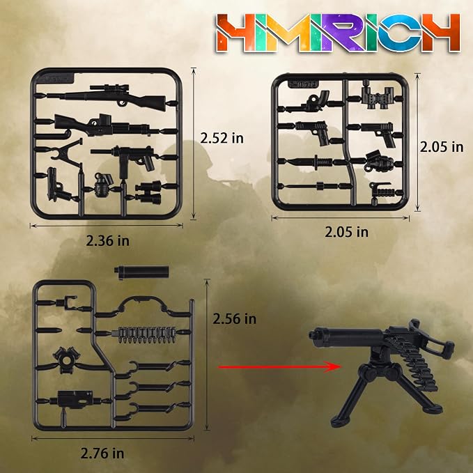 Military Weapons Pack 24 Pcs UK Accessories Kits Toys, Army Equipment Gear WW2 Guns for Boys 6+, Compatible with Mini Figure of Major Brand