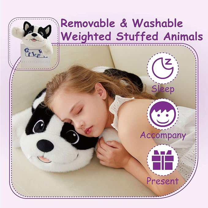 GILFWM 25" 5 lbs Dog Weighted Stuffed Animals :Big Large Weighted Plush Animal,Cute Plushie Pillow Toys,Soft Washable Weighted Plush Pillowfort Gifts for Adults Kids Girls Boys