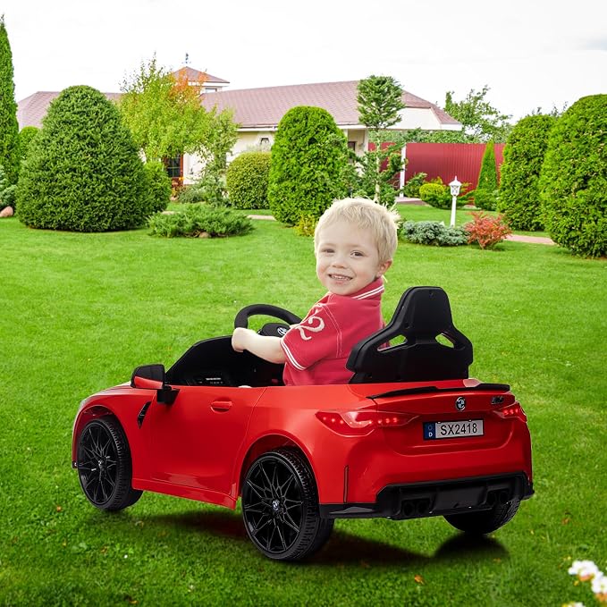 12V Ride On Car for Kids,Licensed BMW M4 Battery Powered Vehicle Car for Boys and Girls, with Remote Control,3 Speed,Led Light,(red)
