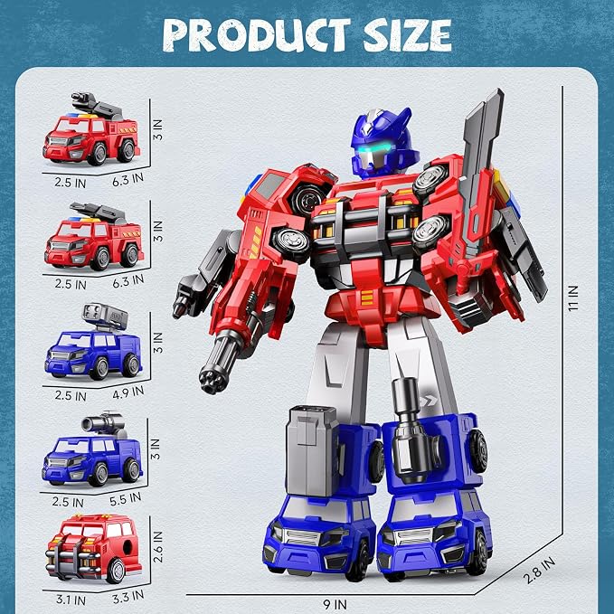 Gifts for 3 4 Year Old Boys, Toys for 3 4 Year Old Boys, 5-in-1 Transform Robot Toys for Boys 4-6, Easy DIY Assembly, 3 4 Year Old boy Birthday Gifts, Ideals Toys for Boys, Kids Toys