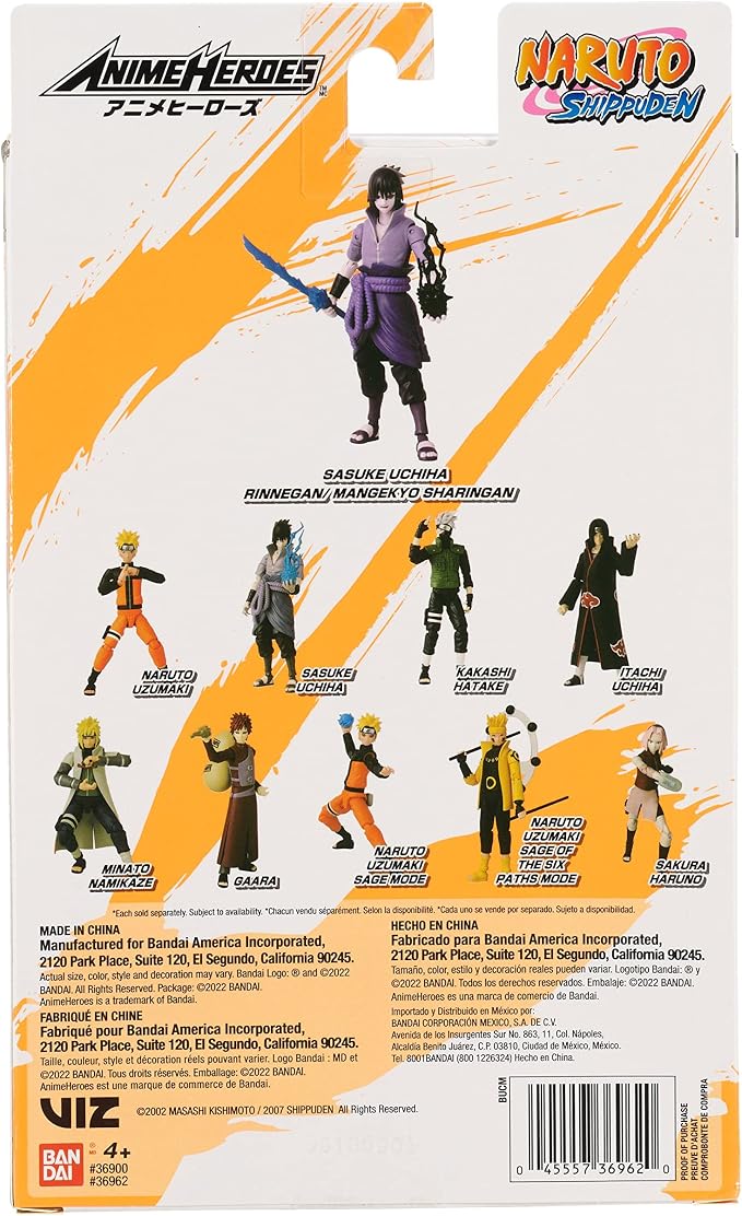 ANIME HEROES - Naruto Shippuden - Uchiha Sasuke Rinnegan/Mangekyo Sharingan Action Figure