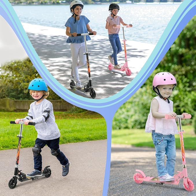 Scooter Toys for Kids Ages 6-12/3-5, Christmas Birthday Gifts for Girls Boys, Easy Folding Kids Scooter with 3 Levels Adjustable Handlebar