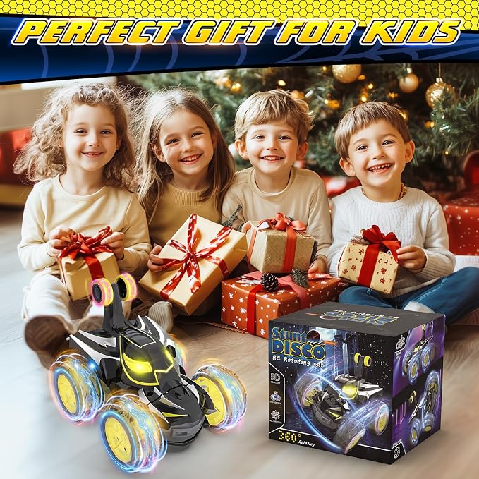 Mafbeanl Remote Control Car Stunt RC Cars 360° Rotating with 2.4GHz Rechargeable Wheel Lights Toys Car Gift for Boys 3 4 5 6 7 8 9 10 11 12 (Black)