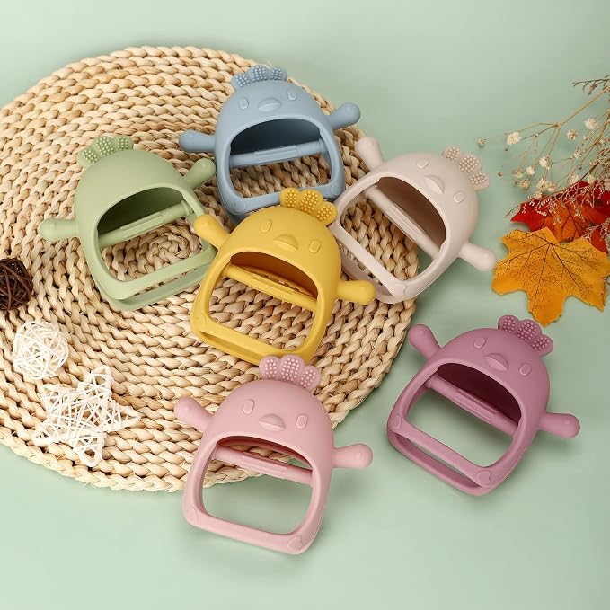Socub Silicone Baby Teether Toys for Infants 3-6 6-12 Months, BPA Free Anti-Drop Silicone Mitten Teething Toy, Baby Chew Toys for Sucking Needs, Newborn Essentials & Baby Shower Gifts Girls(Olive)