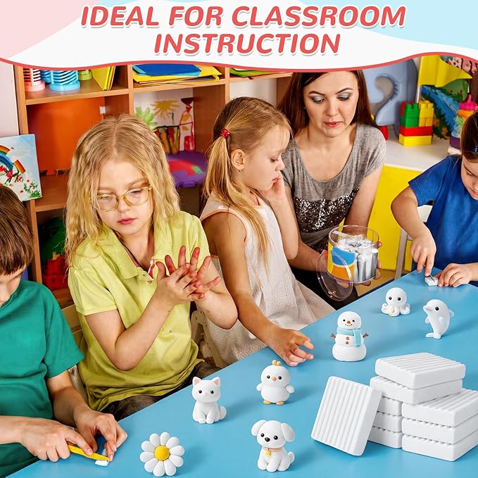 Syhood 30 Pcs 42oz White Reusable and Non Drying Modeling Clay Bulk Plastilina Modeling Clay Gift Set for DIY Sculpting Classroom Arts and Crafts Projects Play