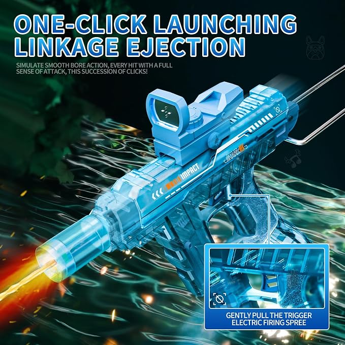 Electric Water Gun for Adults Kids Ages 4+,Rechargeable,Automatic Squirt Watergun,Ideal Gift Toys for Summer Game,Backyard,Beach,Long Range,2026 Splash Powerful LED Blaster Electric Water Guns(Blue)
