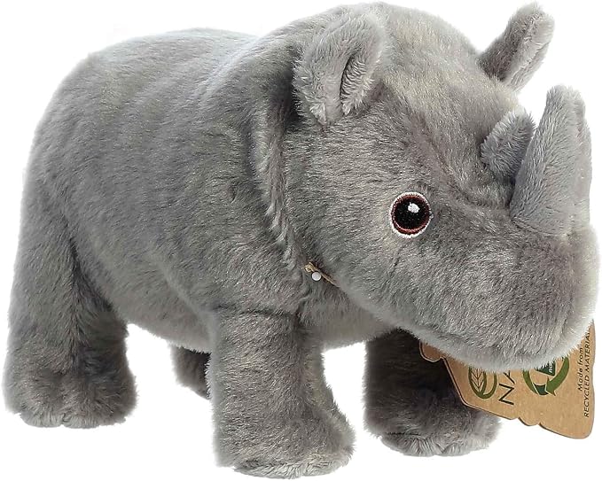 Aurora® Responsibly Made Eco Nation™ Rhinoceros Stuffed Animal - Ideal for Playtime Adventures - Perfect for Birthdays or Just Because - Gray 9.5 Inches
