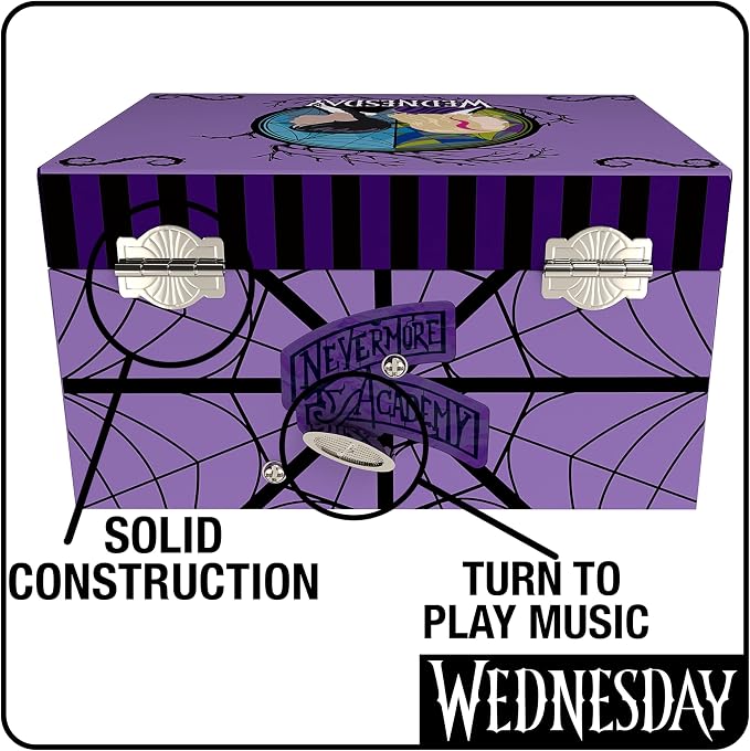 Wednesday Jewelry Box for Girls Musical Jewelry Box with Spinning Figurine, Wednesday Addams Toys for Kids Ages 3-5