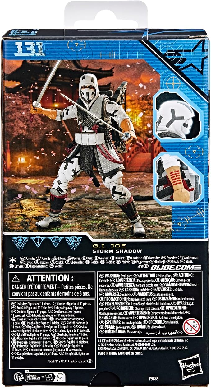 G.I. Joe Classified Series #131, Storm Shadow, Collectible 6 Inch Action Figure, Ninja Toy with 11 Accessories