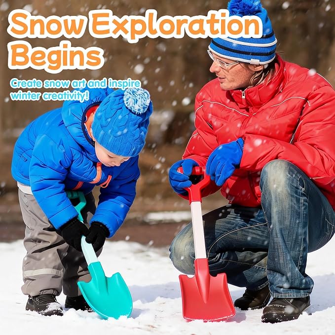 20 Inch Beach Sand Shovels for Kids, Heavy Duty Plastic Spades, 2 Pack Set for Sandbox Garden Snow Digging