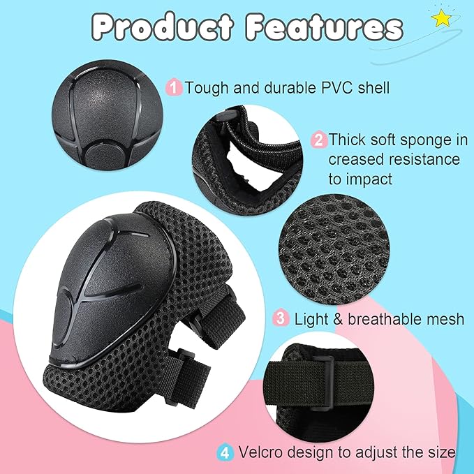 Kids Bike Helmet Adjustable Toddler Bike Helmets for Kids 2-5-8/8-14 Years with Knee Elbow Wrist Pads for GirlsBoys Youth Skateboard Bicycle Helmet for Scooter Roller Skating Balance Bike