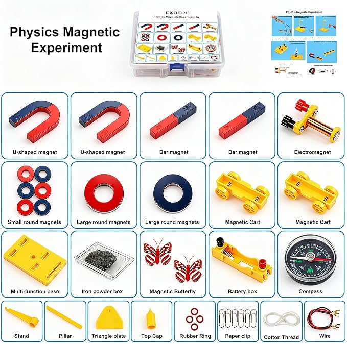 EXBEPE Magnet Kit Physics Science Electromagnet Experiment Set for Education Science Experiment Tools Teacher Classroom Supply