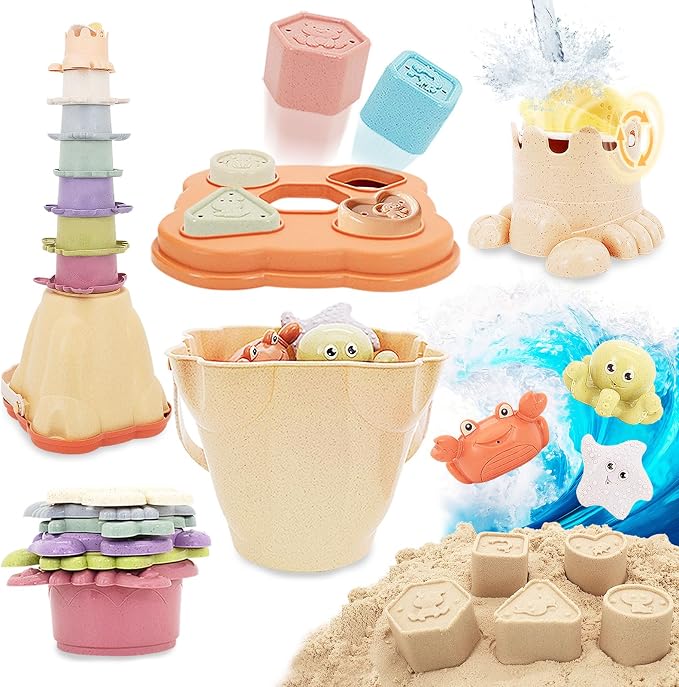 BYFWH Stacking Toy for Toddler 1-3, Baby Shape Sorter Nesting Cup for Infant 12-18 Month, 4 in 1 Monstessori Learning Toys for Sand & Bath, Birthday Gift for Girls Boys 1 2 3