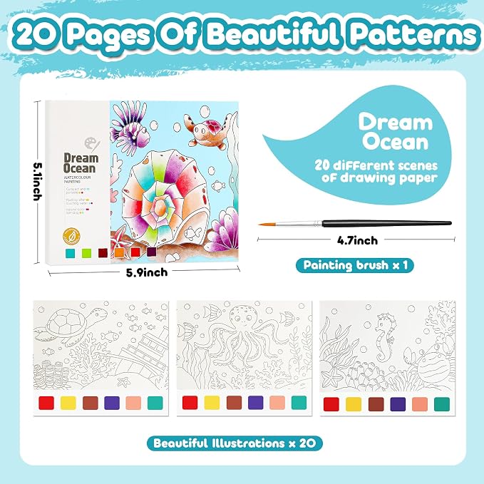Water Coloring Book,Paint with Water Books for Kids Ages 3-5,Watercolor Painting Book for Toddlers 4-6,Creative Arts and Crafts & Airplane Travel Essentials for Boys Girls