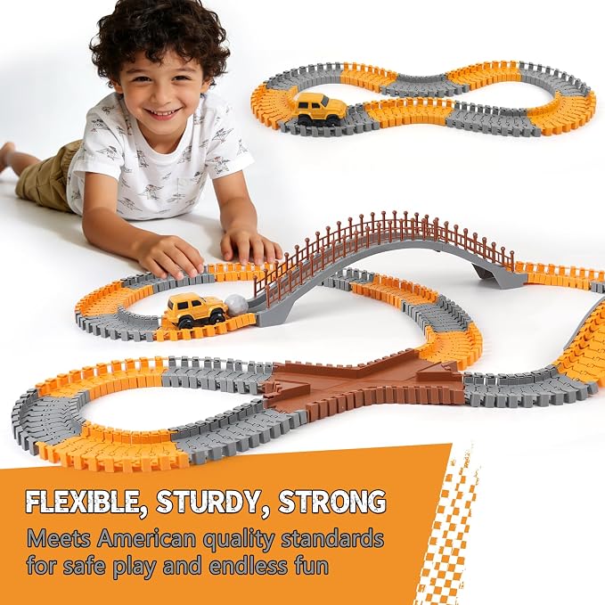 Magickidz Construction Track Expansion Kit for Kids - Birthday Gift for 3-5 5-7 Year Old Boys, 100 Pcs Add-On Creative Building Toy, Compatible with Most Flexible Engineering Track Sets