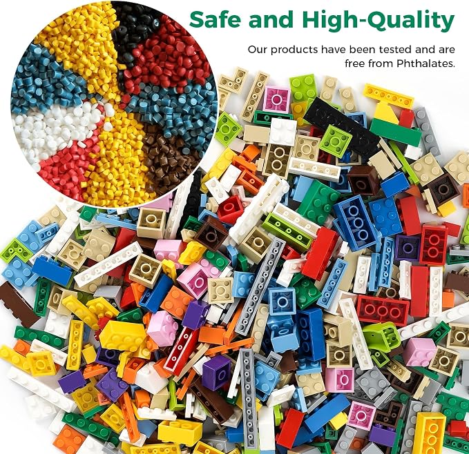 HUIZDQ 1500 Pieces Building Bricks, Classic Bulk Small Blocks, Classic Bricks Set Basic Building Blocks Compatible with All Major Brands