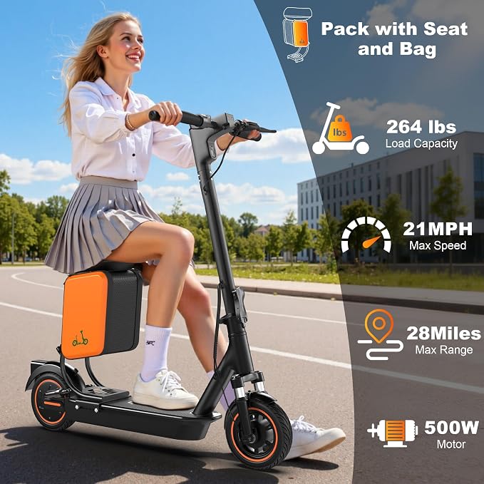 Electric Scooter for Adults, Teens & Big Kids, 350W-500W Motor, 10Mph-21 MPH & 10-28 Miles Max Range, 6.5 to 10 inch Tires, Portable Lightweight E-Scooter