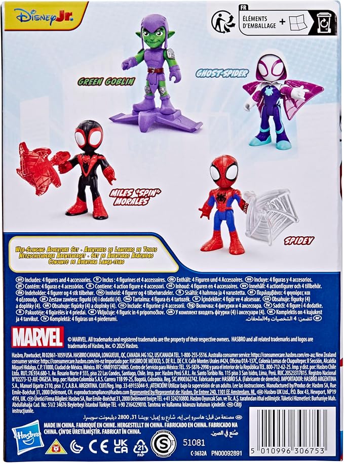 Marvel Spidey and His Amazing Friends Web-Slinging Adventure Set, 3-Inch-Scale (7.6 cm) Action Figure Set, Spider-Man Toys for Kids Ages 3+ (Amazon Exclusive)