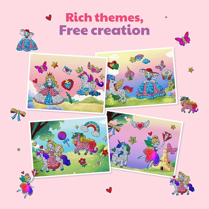 JoyCat 24 Pack Foil Art Craft Party Favors,No Mess Arts and Crafts for Kids,Goodie Bag Stuffers,DIY Creative Activity, Birthday Present for Girls Boys 4 5 6 7 8 9 Years Old(Unicorn)
