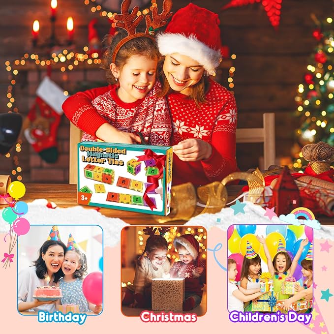 Magnetic Tiles Letters Toys, Alphabet Learning Toys for Toddlers 1-3 2-4 4-8, Classroom Must Have 48PCS Construction Toy, Toddler Games for Preschool Kids Spelling, Learning, Building, Educational Toy