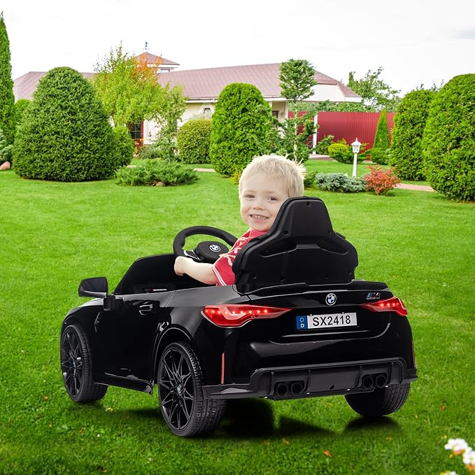12V Ride On Car for Kids,Licensed BMW M4 Battery Powered Vehicle Car for Boys and Girls, with Remote Control,3 Speed,Led Light,(Black)