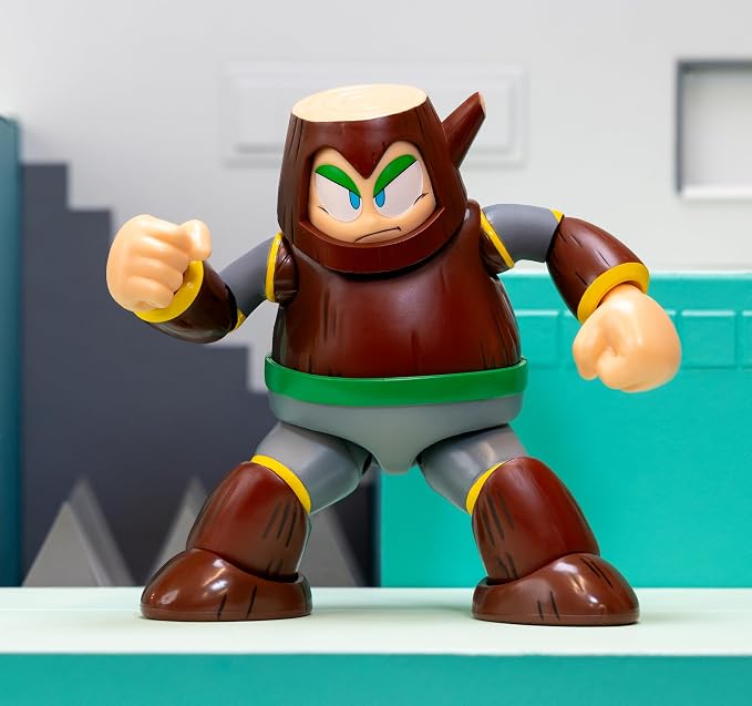 Jada Mega Man Wave 3 Wood Man Action Figure Toys – 1:12 Deluxe Scale – 6" Tall, Fully Articulated, Collector Packaging