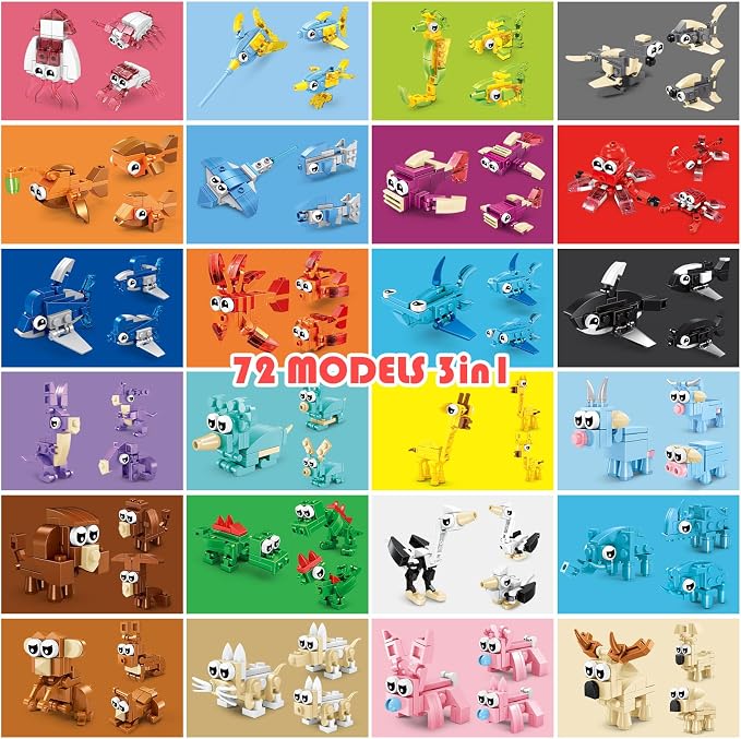 24 Pack Party Favors for Kids, Mini Animal Building Blocks Set, Classroom Gifts for Students, STEM Toys for Boys,Easter Basket Stuffers, Birthday Gifts