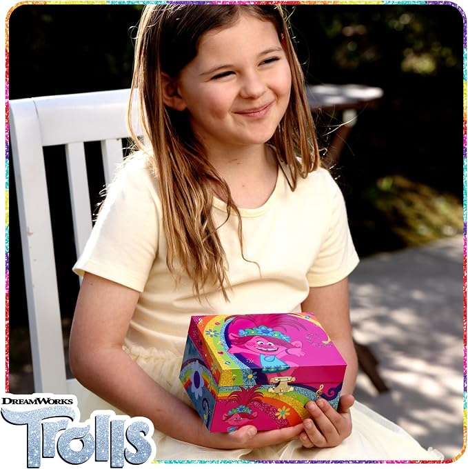 Trolls Jewelry Box for Girls Musical Jewelry Box with Spinning Figurine, Trolls Toys for Kids Ages 3-5