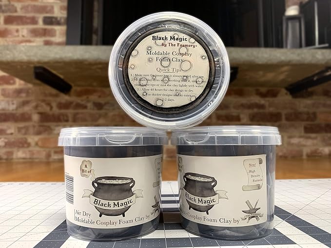The Foamory Moldable Cosplay Foam Clay (300g Black) High Density Air Dry Clay, EVA Foam Sands Paints Easily, Non-Toxic and Safe for Crafts