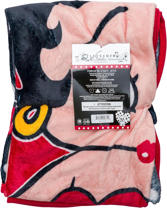 Silver Buffalo Betty Boop 45" x 60" Fleece Throw, Soft and Cozy Blanket, 180 GSM