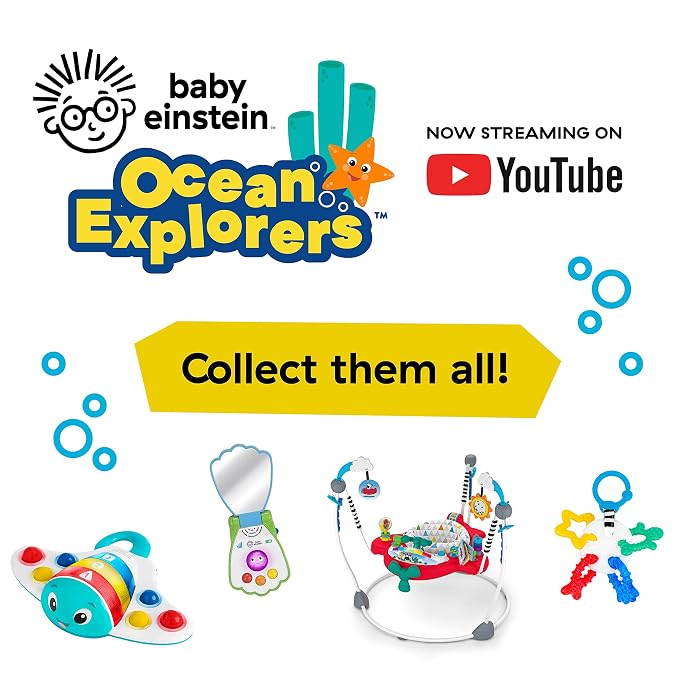 Baby Einstein Ocean Explorers Neptune's Kick & Explore Musical Kick Pad & Crib Toy, Tummy Time Mat, Learning Toy, for Ages 0 Months and up