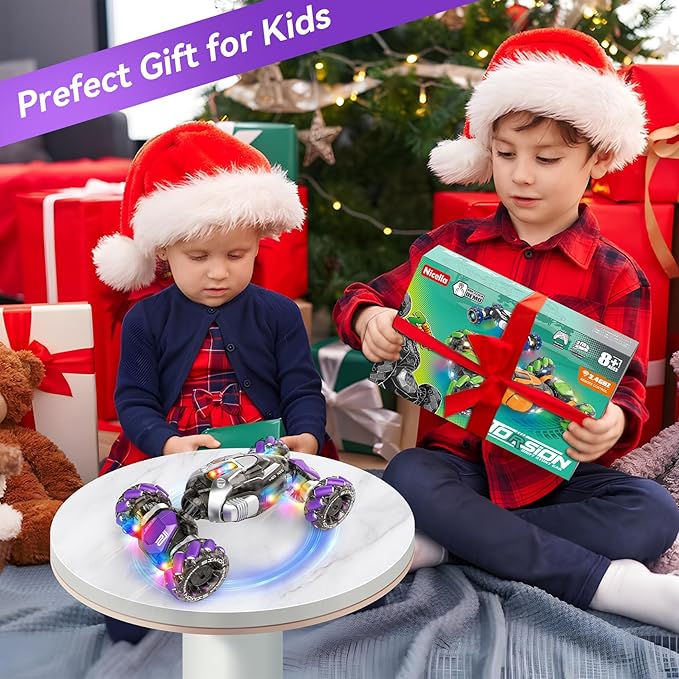 Nicella Gesture Sensing RC Stunt Car, Remote Control Cars Transformer Toys for Age 5-7 6-12 8 9 10 11 Yr Boys Girls Birthday Halloween, 2.4Ghz Hand Control 360° Rotating Toys Car