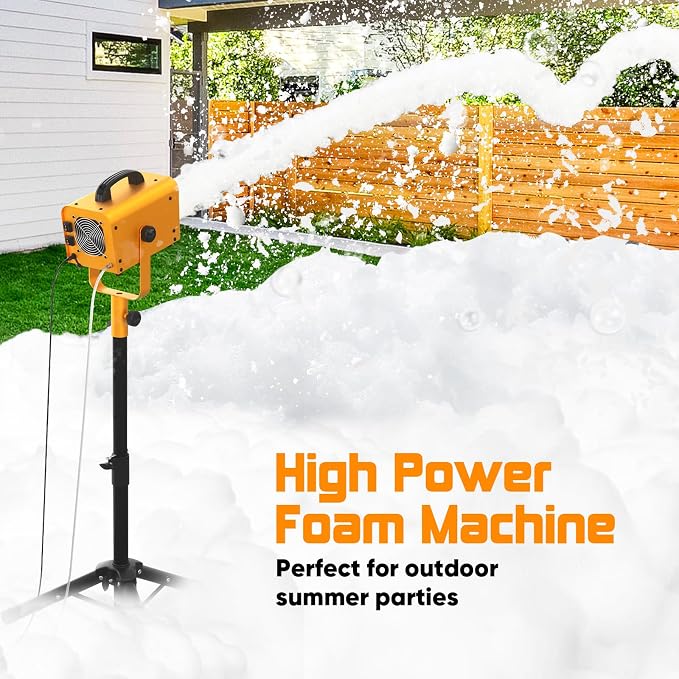 Foam Machine for Party, Foam Party Machine 2–4m Spray Distance, AC110V Foam Machine with Water Pump, 4-Position Adjustable Tripod Stand, Outdoor Foam Party for Kids Backyard Birthday
