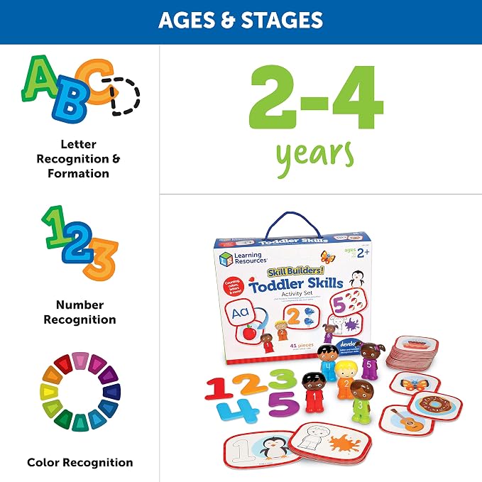 Learning Resources Skill Builders Toddler Skills - 41 Piece Set, Ages 2 and Up, Homeschool Activities, Preschool Supplies, Teaching Cards, Back to School Materials