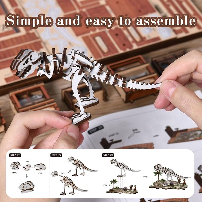 ISSEVE Book Nook Kits for Adults, DIY Booknook Kit Miniature Dollhouse Book Nooks, 3D Wooden Puzzle Model Building Creative Bookshelf Home Decoration Adult Crafts Kits Gift (Dinosaur Fossil Museum)
