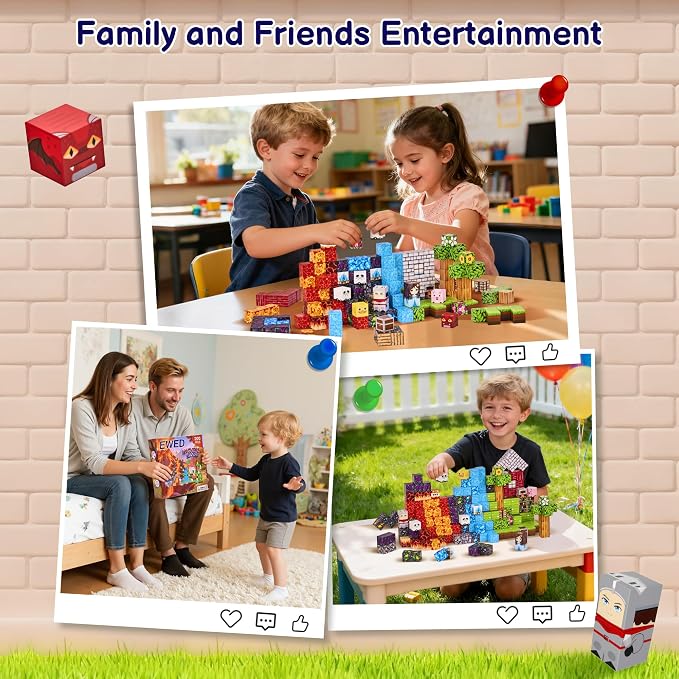 200PCS Magnetic Blocks, Magnetic Building Blocks Cubes Tiles, STEM Educational Stacking Magnets School Game Toys for Kid Ages 3 4 5 6 7 8 9 10 11 Birthday Party Supplies Gifts for Boys and Girls