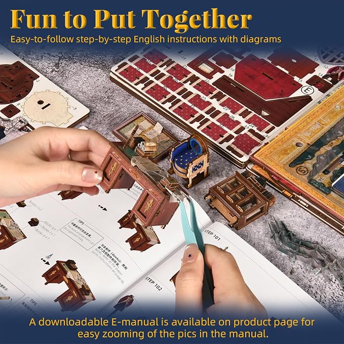 CCCDF Book Nook Kit, DIY Miniature Dollhouse Booknook Kit for Adults and Teens, 3D Wooden Puzzle Booknook Tiny House Bookshelf Decor, Gifts for Family Friens (Napoleon)
