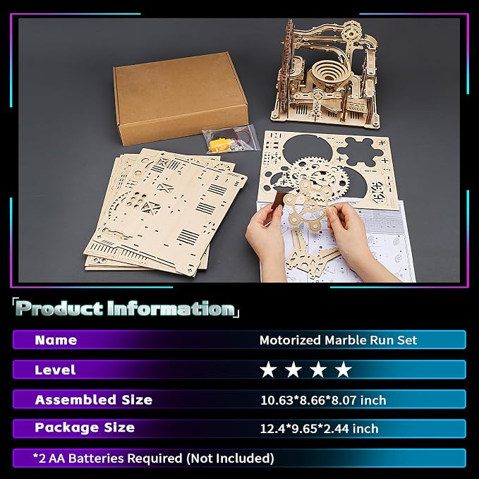 Upgraded Motorized 3D Wooden Puzzles for Adults Marble Run Set, 236-Piece Mechanical Model Kit, STEM Building Project & Unique Gift for Men, Women, Teens, Christmas Birthday Gift