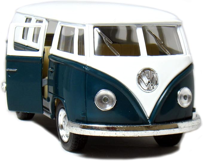 KiNSMART 1962 Volkswagen Classic Bus 1:32 Scale 5" Die Cast Metal Model Toy Van Pullback Acation (Green)