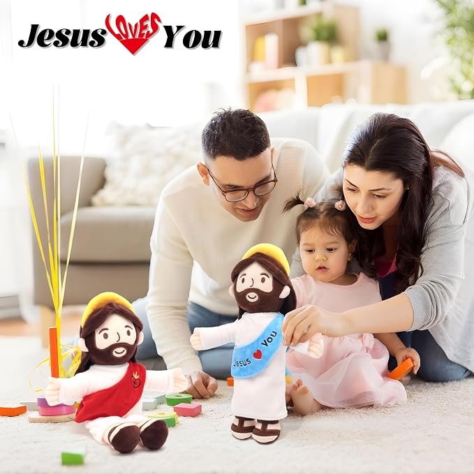 Yelakey Jesus Plush,Jesus Love You Stuffed Doll,Christian Baptism Gifts Plushie Toy for Baby Girls & Kids Christmas Easter Decoration 13"